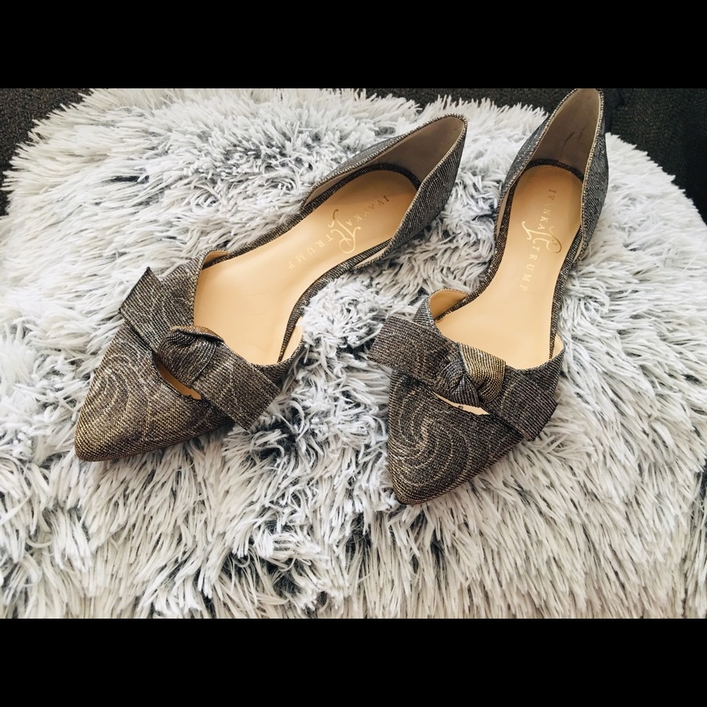Silver/Beige Loire D Orsay Bow  Flats